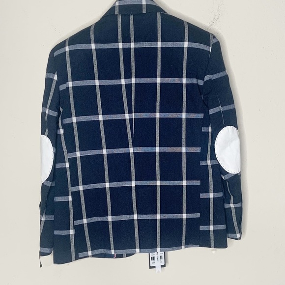 Boys Navy Plaid blazer size 4/5 - Picture 2 of 8